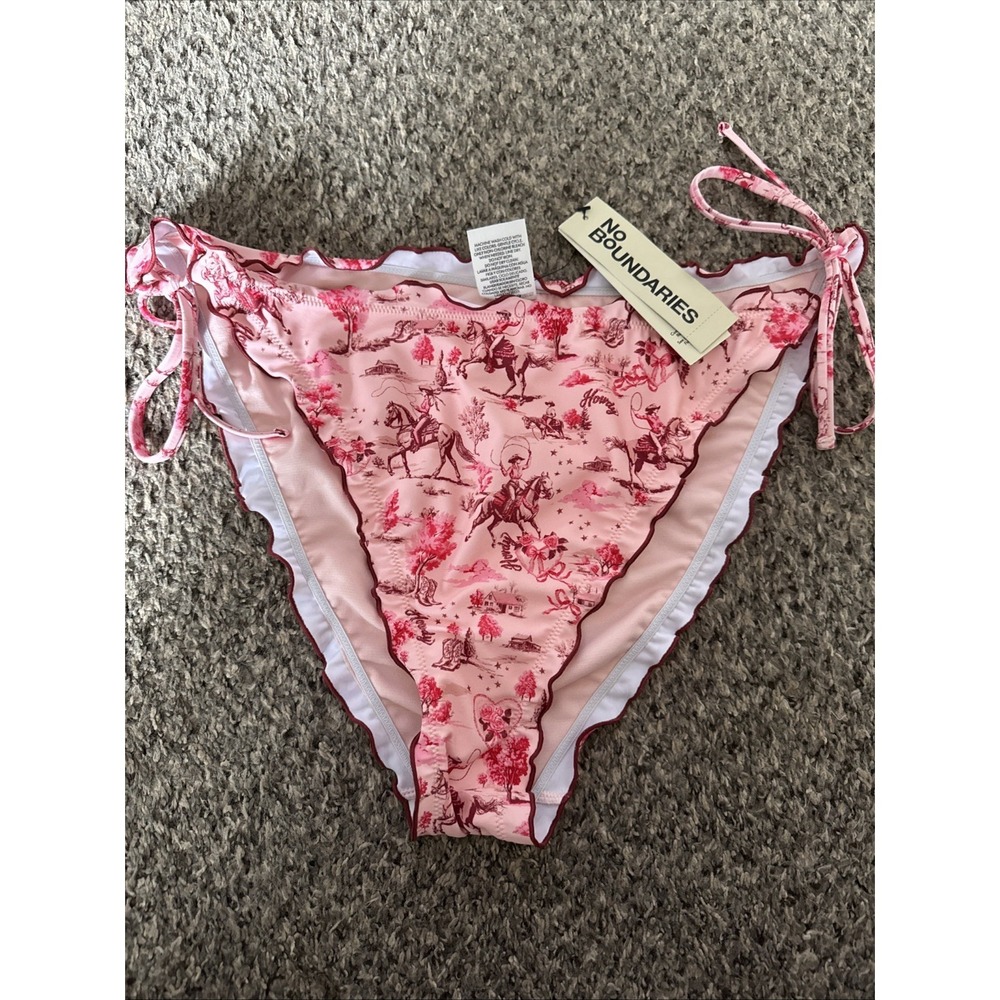 No Boundaries Floral Western Pink Bottom XXL Women's Swimwear Bottom NWT